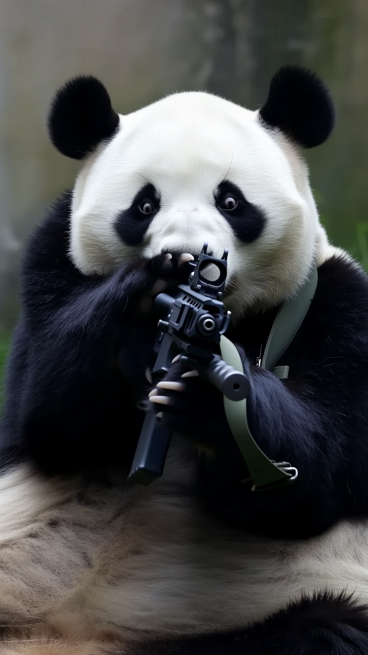 熊猫打枪，