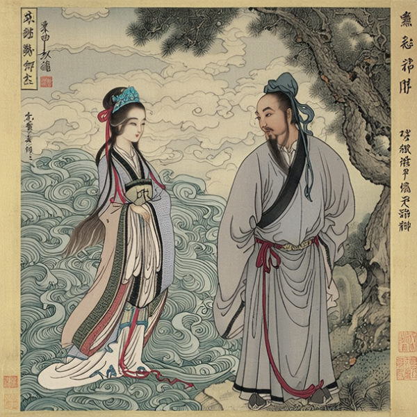  《洛神赋图》：东晋时期顾恺之的作品，基于曹植的《洛神赋》创作，描绘了曹植与洛神的爱情故事，以流畅的线条和生动的形象著称。