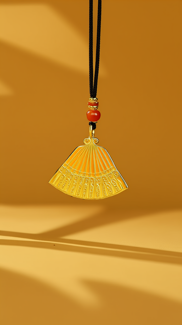 黄金扇形吊坠图片